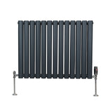 Oval Column Radiator & Valves - 600mm x 780mm – Anthracite Grey