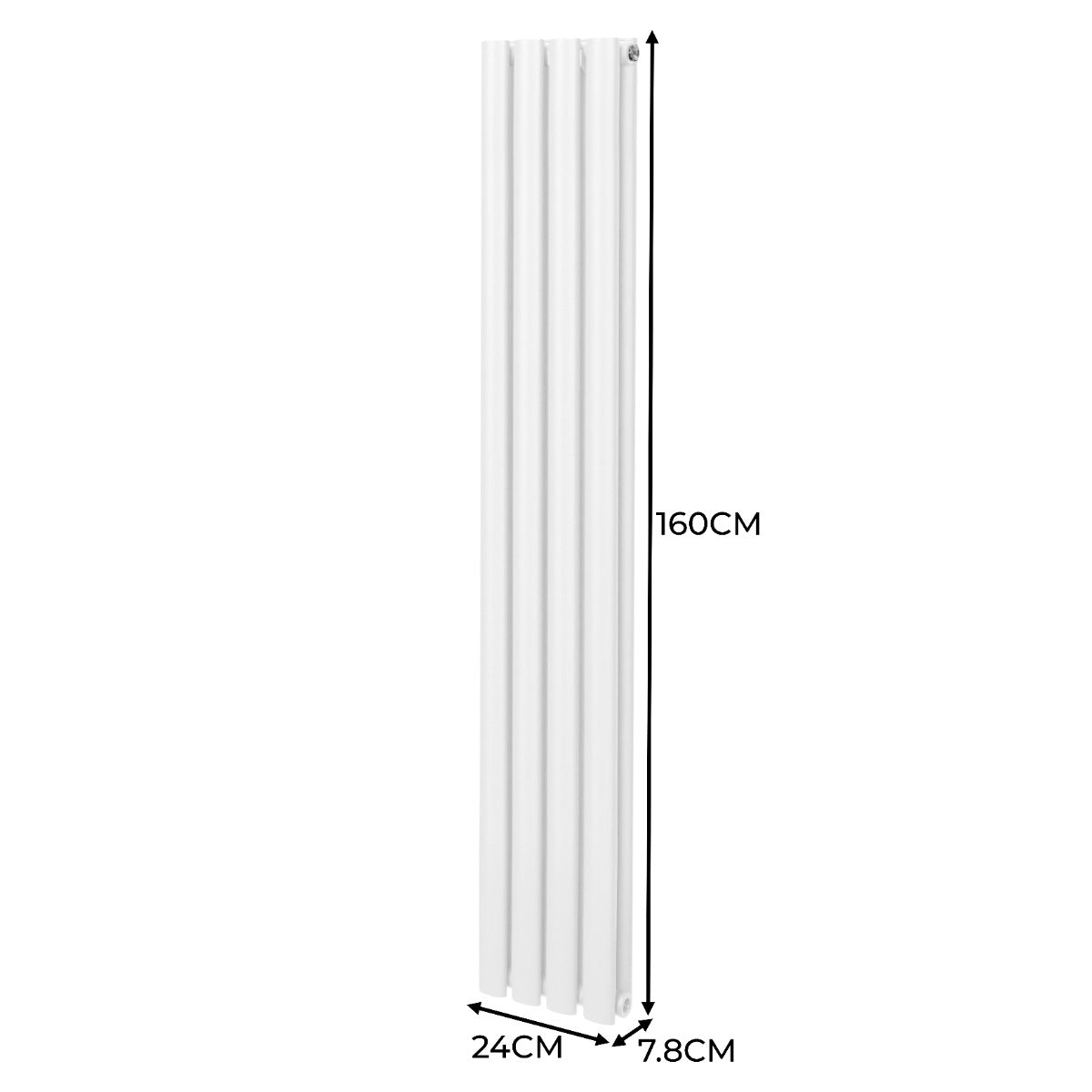 Oval Column Radiator & Valves - 1600mm x 240mm – White