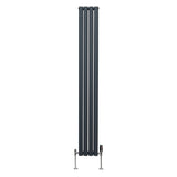 Oval Column Radiator & Valves - 1800mm x 240mm – Anthracite Grey