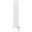 Sleek white oval column radiator, 1800mm x 360mm, featuring smooth vertical panels and stylish valves for modern heating solutions