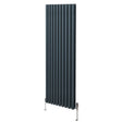 Sleek anthracite grey oval column radiator, 1800mm x 600mm, featuring vertical slats and stylish valve for modern interiors