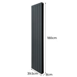 Aluminium Radiator & Valves – 1800mm x 395mm – Anthracite Grey