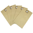 Brown paper vacuum cleaner dust bags in a pack of five, featuring circular openings at the top for easy attachment and use