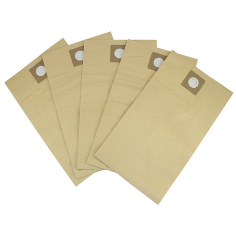 MAXBLAST 30L vacuum cleaner dust bags in a pack of five, featuring a tan paper material with circular openings for easy installation