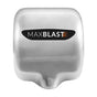 Sleek stainless steel Maxblast automatic hand dryer featuring a HEPA filter, designed for commercial use with a modern finish