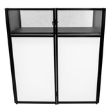 Black metal DJ disco booth with mesh top and solid white panels, designed for stability and style at events and parties