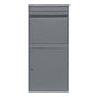 Grey anti-theft parcel post box XL with a sleek design, featuring a top slot for mail and a secure lower compartment for packages