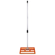 T-Mech Lawn Leveller in vibrant orange, featuring a sturdy metal handle and a wide, textured leveling base for even soil distribution