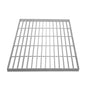 Galvanised steel grating measuring 500mm x 500mm, featuring a sturdy grid pattern with a smooth, metallic finish and durable construction