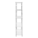 Sturdy, chrome-finished wire racking unit with four spacious shelves, measuring 35cm x 90cm x 180cm, ideal for storage and organization