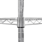Sturdy KuKoo wire racking system with a sleek silver finish, featuring cross-braced shelves for enhanced stability and support