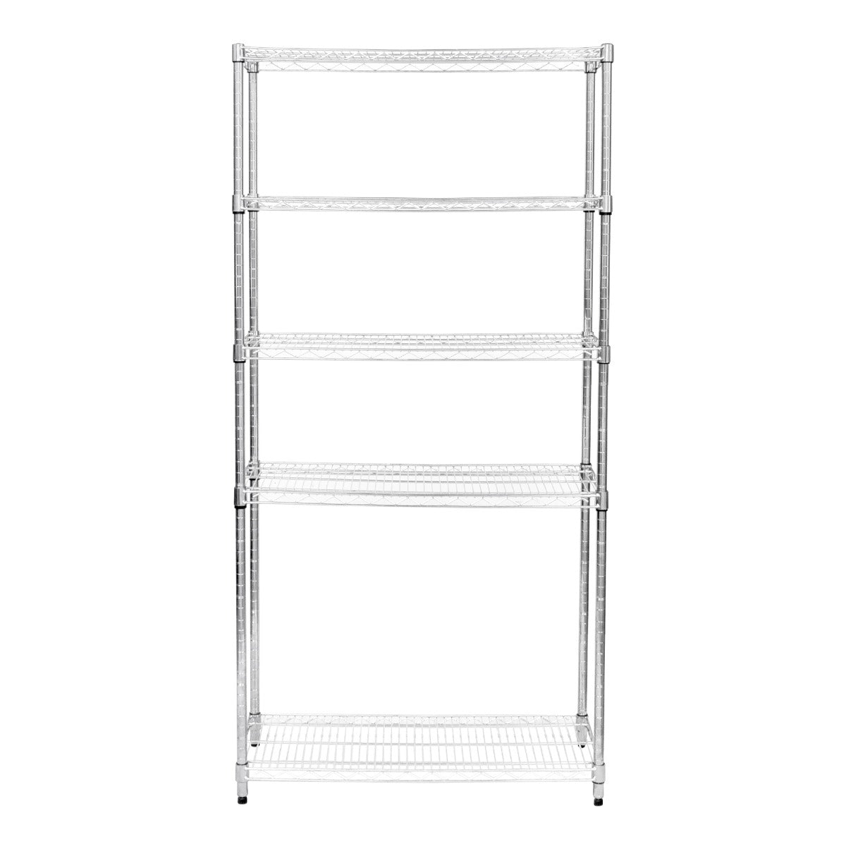 Sturdy chrome wire racking unit, 45cm x 90cm x 180cm, featuring four adjustable shelves for versatile storage solutions