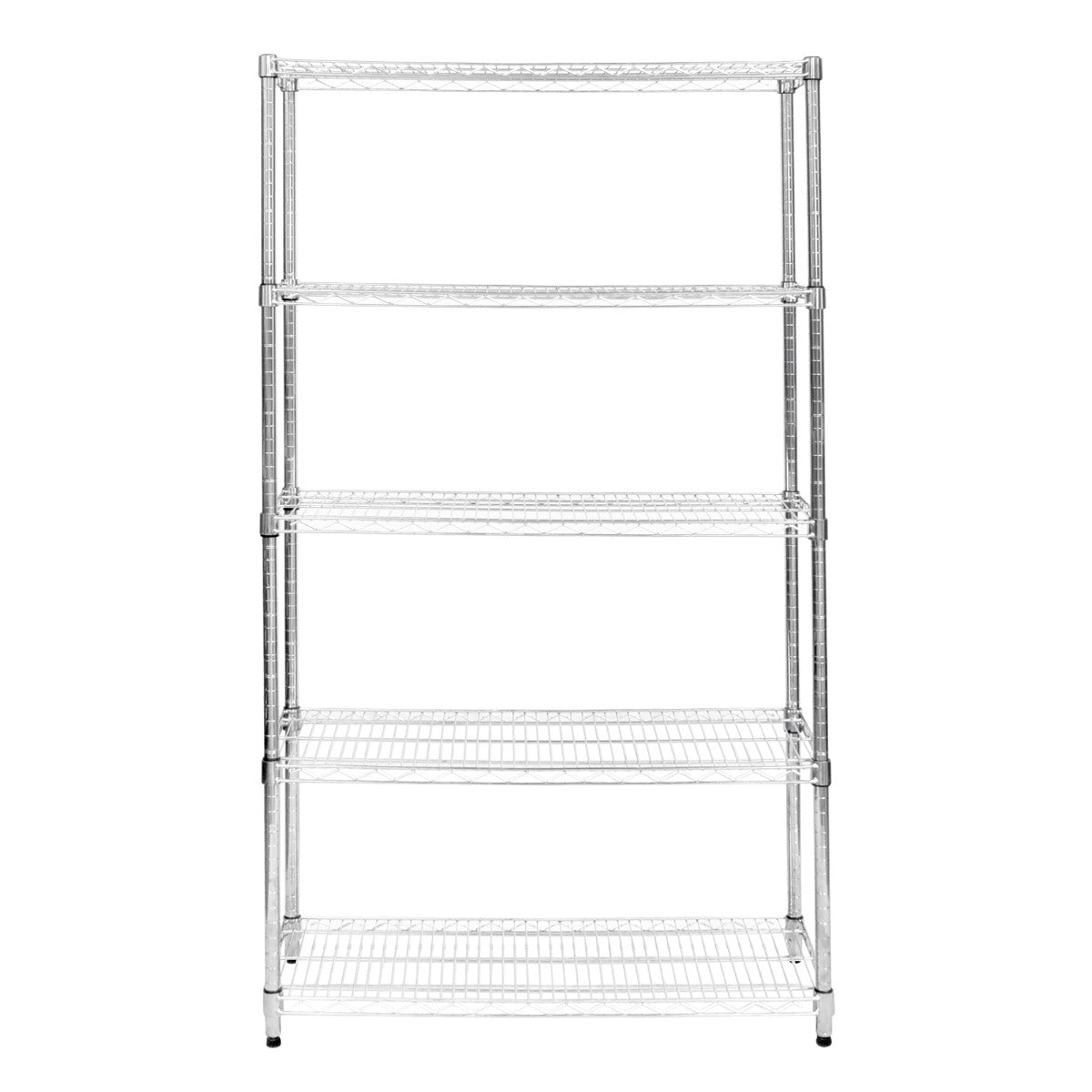 Sturdy chrome wire racking unit, 45cm x 120cm x 180cm, featuring four open shelves for versatile storage and organization