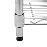 Sturdy KuKoo wire racking with a sleek chrome finish, featuring adjustable feet and a robust design for versatile storage solutions