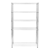 Metal wire racking unit in chrome finish, measuring 45cm x 120cm x 180cm, featuring four sturdy shelves for storage and organization