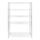 Sturdy chrome wire racking unit measuring 60cm x 120cm x 180cm with five open shelves for versatile storage solutions