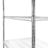 Sturdy silver wire racking with three open shelves, featuring a sleek, modern design and a durable, rust-resistant finish