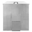 Galvanised coal bunker with a sleek silver finish, featuring a sturdy handle and ventilation slots for efficient coal storage