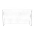 12 x 6ft white football goal with a sturdy frame and netting, ideal for outdoor play, includes a carry case and target sheet
