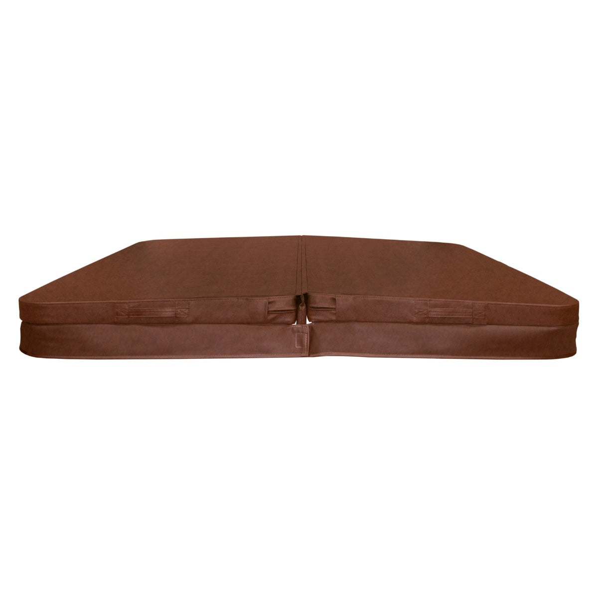 Brown 2m hot tub spa cover with a smooth texture, featuring reinforced seams and a secure zipper closure for durability
