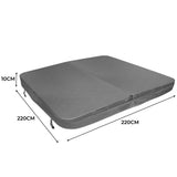 Grey 2.2m hot tub spa cover with a smooth texture, rectangular shape, and dimensions of 220cm x 220cm x 10cm for optimal insulation