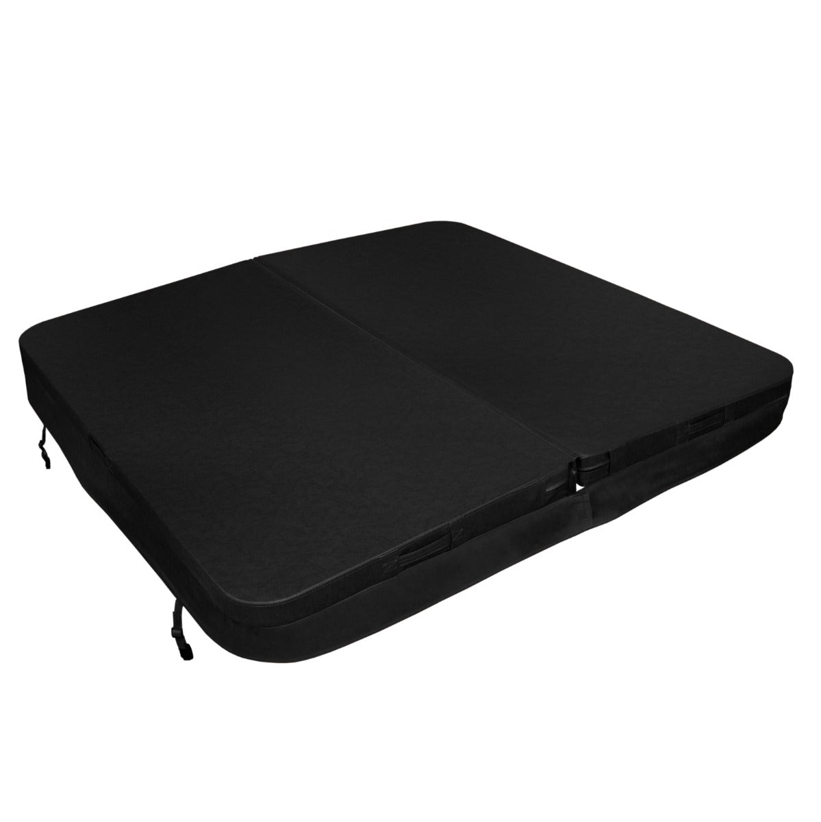 Durable black 2m hot tub spa cover with a smooth texture, designed for insulation and protection against debris and weather elements