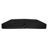 Durable black hot tub spa cover, 2 meters wide, featuring a smooth texture and secure fastening straps for easy use and protection
