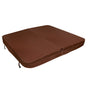 Brown 2.1m hot tub spa cover featuring a textured surface, durable material, and secure fastening straps for optimal insulation
