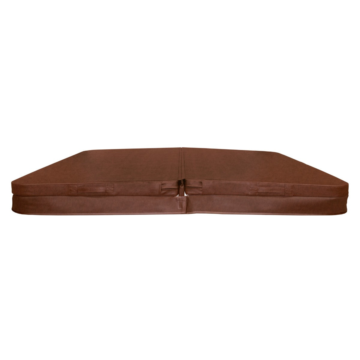 Brown 2.1m hot tub spa cover with a smooth texture and secure straps, designed to protect and insulate your spa from debris and weather elements