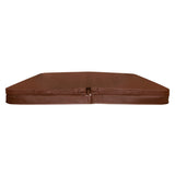 Brown 2.1m hot tub spa cover with a smooth texture and secure straps, designed to protect and insulate your spa from debris and weather elements