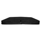 Durable black hot tub spa cover, 2.1m, featuring a sleek design with a smooth texture and secure fastening straps for easy use