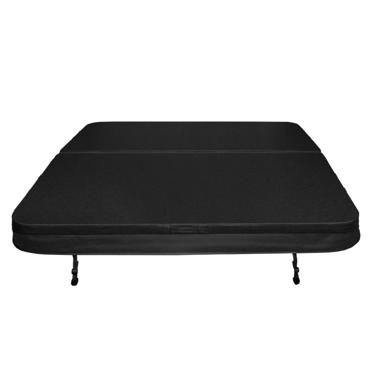 Durable black hot tub spa cover, 2.2m size, featuring a smooth texture and secure straps for easy installation and protection
