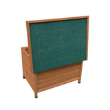 Small wooden dog kennel with a textured green roof, featuring a sturdy, slatted design and elevated base for durability