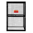 Collapsible black mesh cage for gas bottles, featuring a warning sign, sturdy metal frame, and secure locking mechanism, dimensions 184 x 116 x 57cm