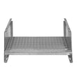 Galvanised steel step with a textured, diamond-patterned surface, measuring 600mm wide, designed for durability and stability