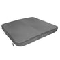 Grey 2.1m hot tub spa cover with a textured surface, featuring secure straps and a sleek, rectangular shape for optimal protection