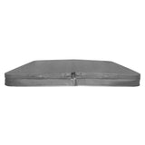 Grey 2.1m hot tub spa cover with a smooth texture, featuring reinforced seams and secure straps for durability and protection
