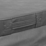 Grey hot tub spa cover with a textured surface, featuring sturdy stitching and convenient handles for easy lifting and securing