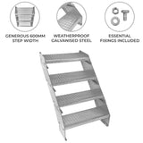 Adjustable 4 Section Galvanised Staircase - 600mm Wide