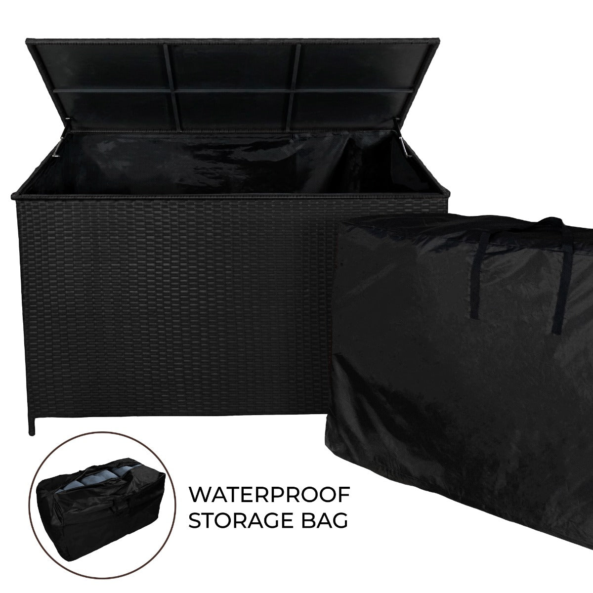 Rattan Cushion Storage Box 582L - Black