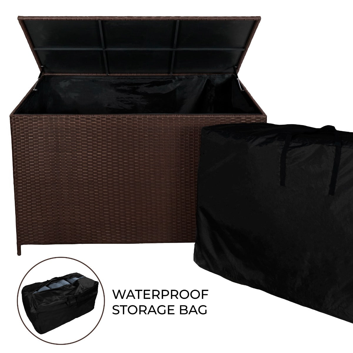 Rattan Cushion Storage Box 582L - Brown
