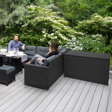 Rattan Corner Set & Cushion Storage Box - Black
