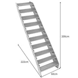 Adjustable 10 Section Galvanised Staircase - 600mm Wide