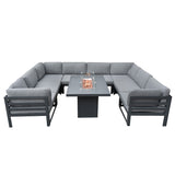 Modular Garden Furniture Set With Fire Pit - Anthracite Grey