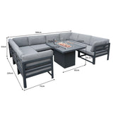 Modular Garden Furniture Set With Fire Pit - Anthracite Grey