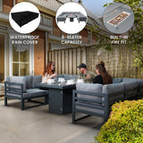 Modular Garden Furniture Set With Fire Pit - Anthracite Grey