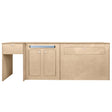 Light wood camper kitchen pod with a smooth finish, featuring two cabinets, a drawer, and a spacious countertop for cooking and prep