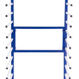 Blue metal spray drying rack trolley with multiple white rods for hanging, designed for efficient drying and organization