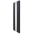 Sleek anthracite grey flat mirror radiator, 1800mm x 565mm, featuring vertical lines and a polished reflective surface for modern decor