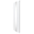 Sleek white flat mirror radiator, 1800mm x 565mm, featuring vertical lines and a polished reflective surface for modern decor